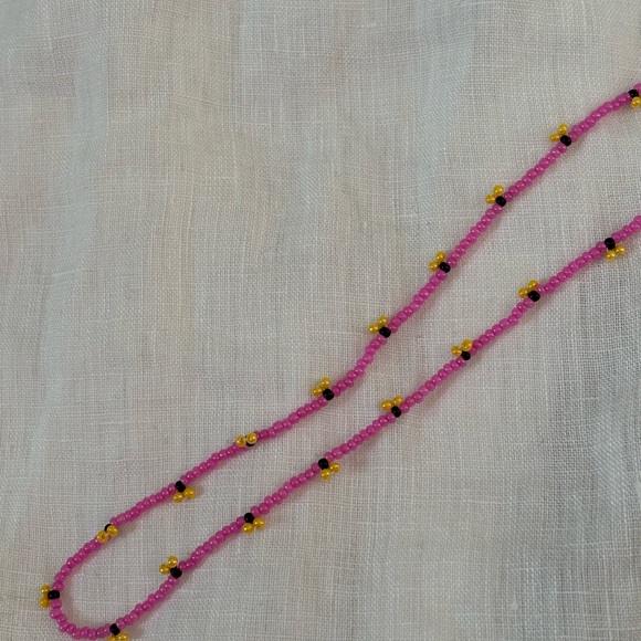 Pink and Gold Beaded Necklace - Picture 5 of 5